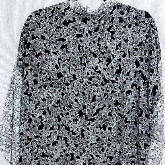 Cotton On Long Kimono Duster M/L Black White Floral Print Open Front Oversized - Picture 6 of 9